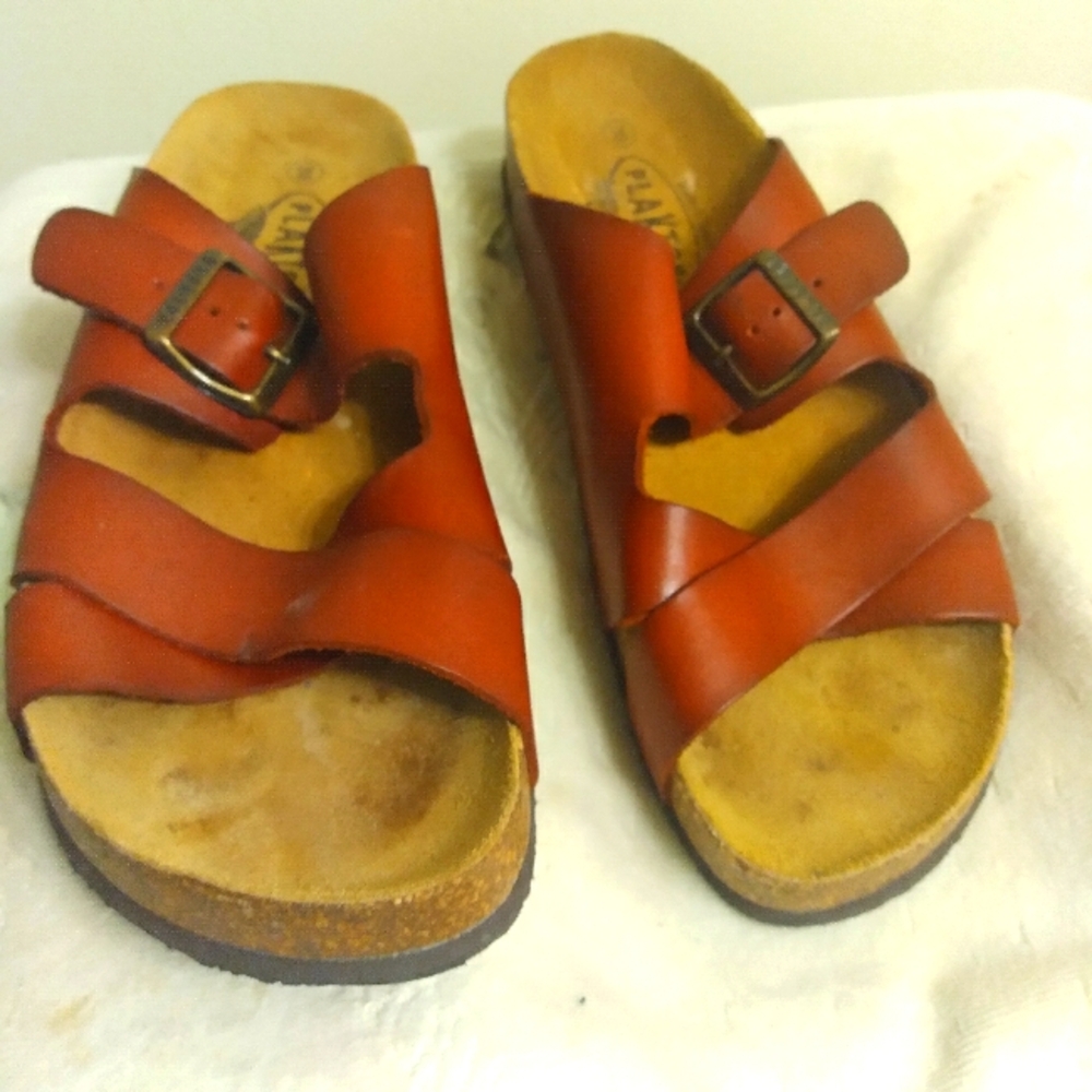 PLAKTON Women's Brown Leather Sandals Size 8 EU Size 39
